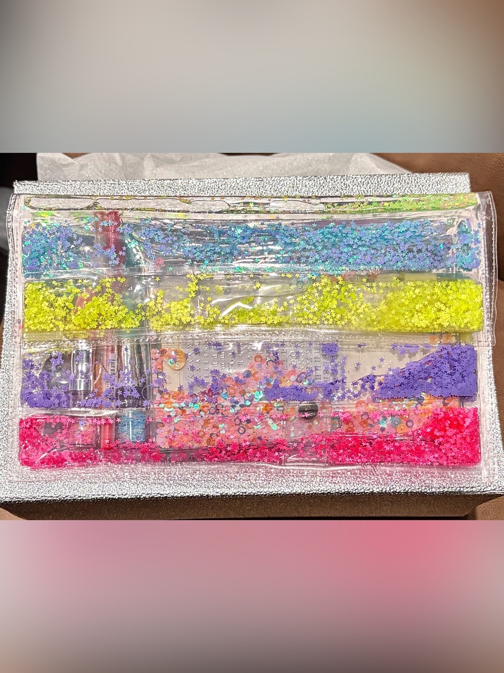 ELECTRIC BUBBLEGUM Y2K LIQUID GLITTER POPSICLE POUCH/CLUTCH